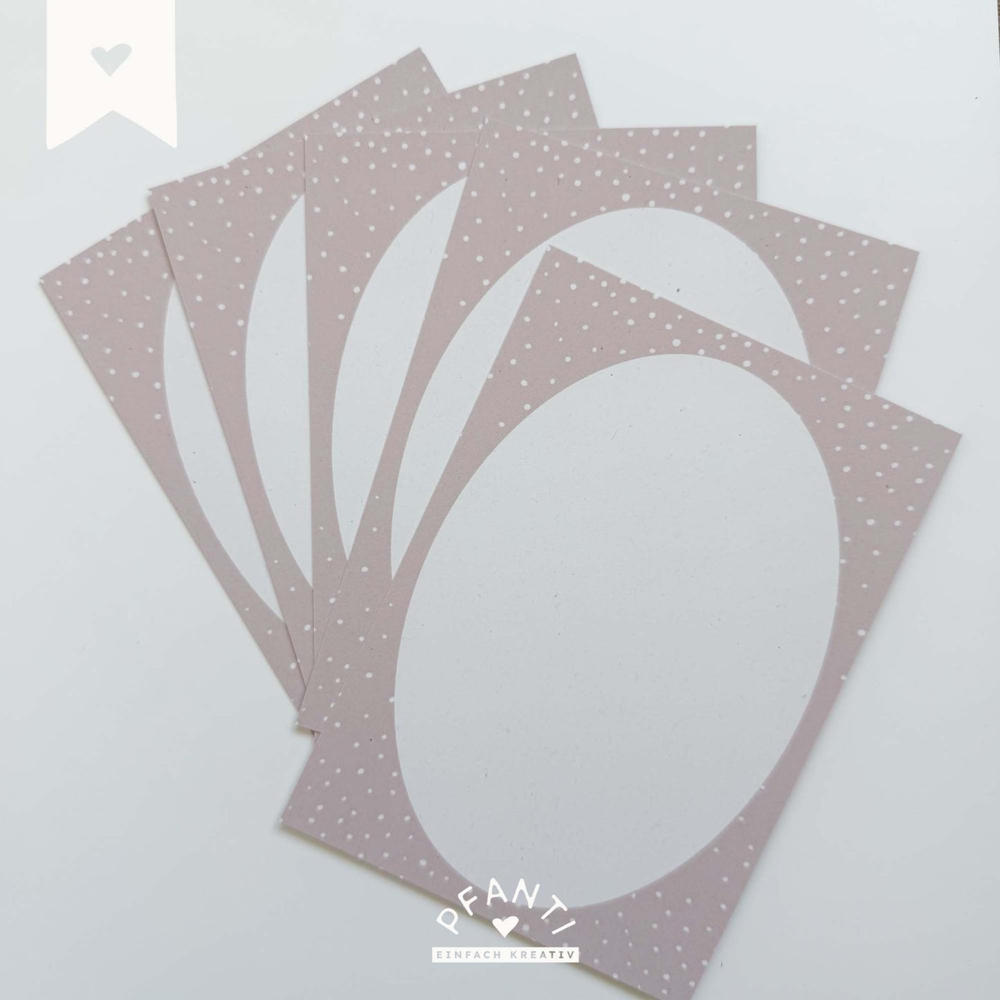 5 Karten | Oval | altrosa