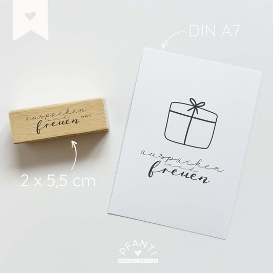 Stempel "auspacken und freuen" | zwei Varianten