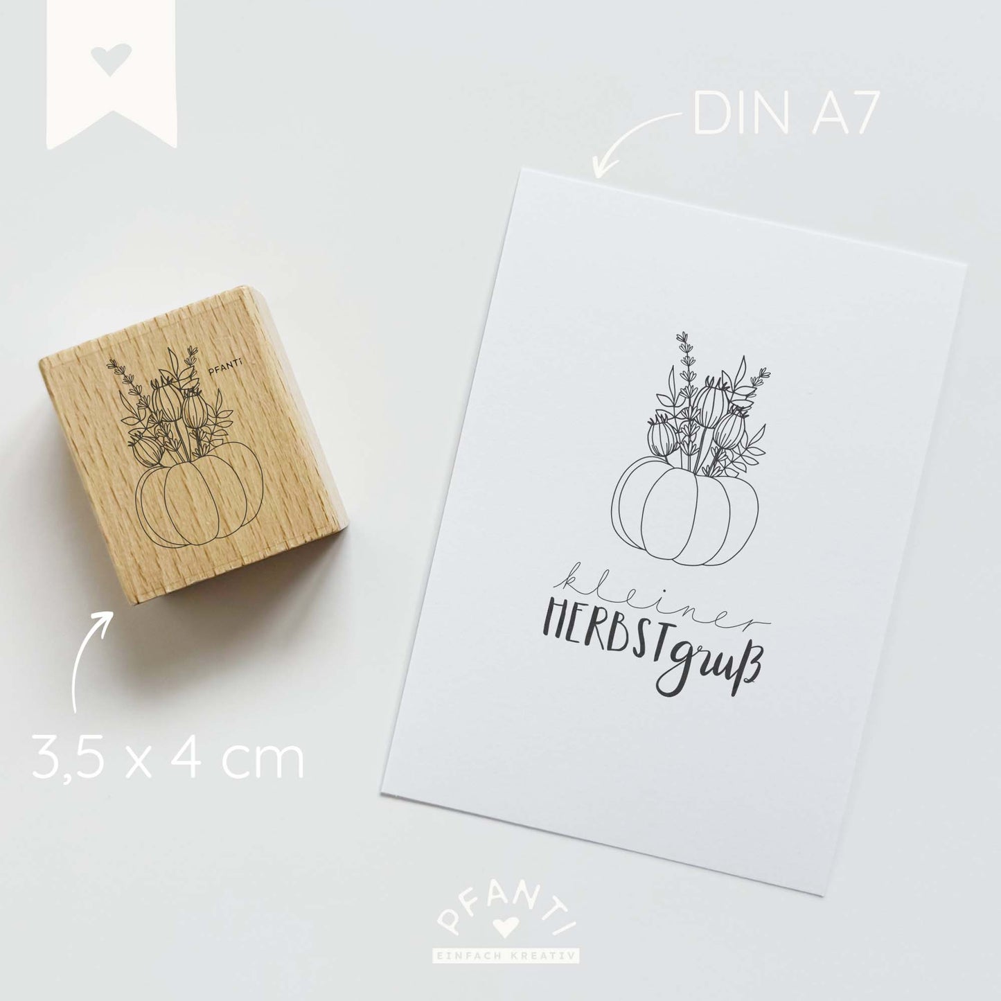 Stempel Kürbis mit Trockenblumen | drei Größen