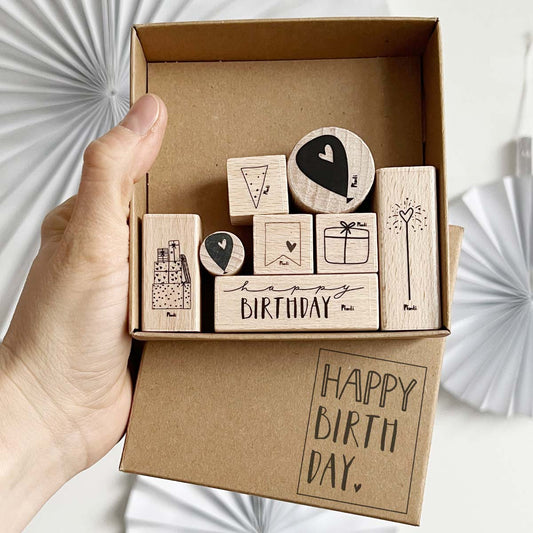 Stempelset Happy Birthday - für Geburtstagskarten und Geschenke