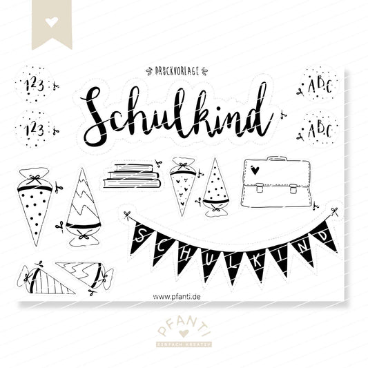 Druckvorlage Schulkind | Caketopper