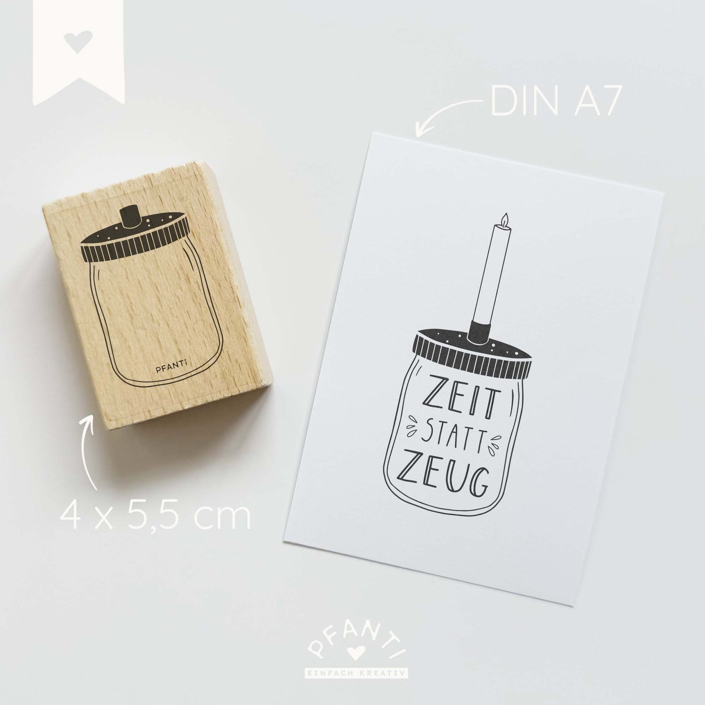 Stempel Glas mit Kerze