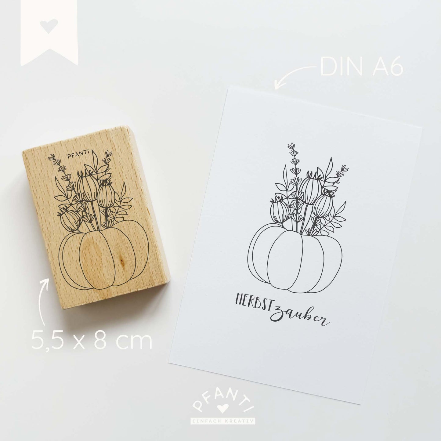 Stempel Kürbis mit Trockenblumen | drei Größen