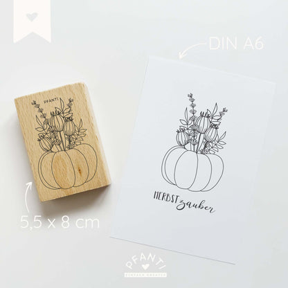 Stempel Kürbis mit Trockenblumen | drei Größen