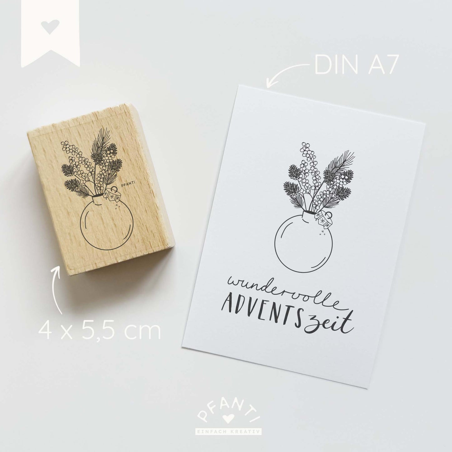 Stempel Kugel mit Zweigen