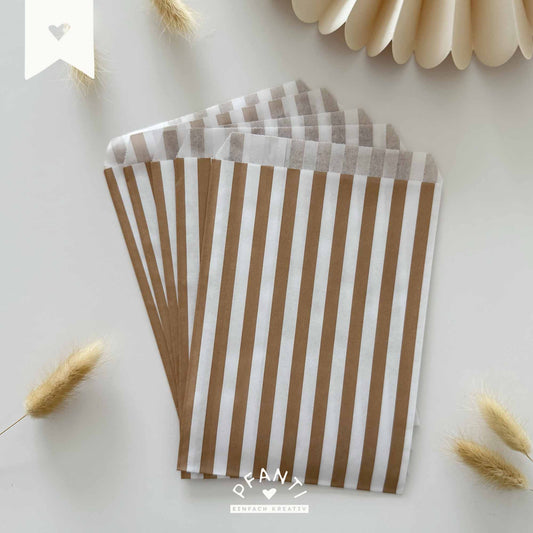 Geschenktüte beige-weiß (gestreift)