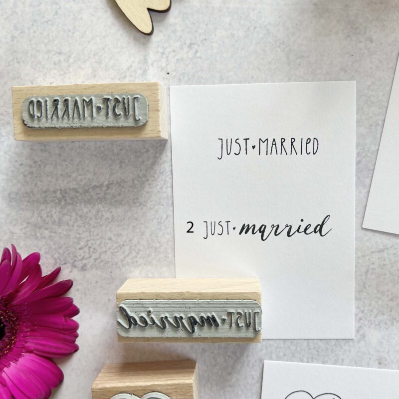 Textstempel Just married