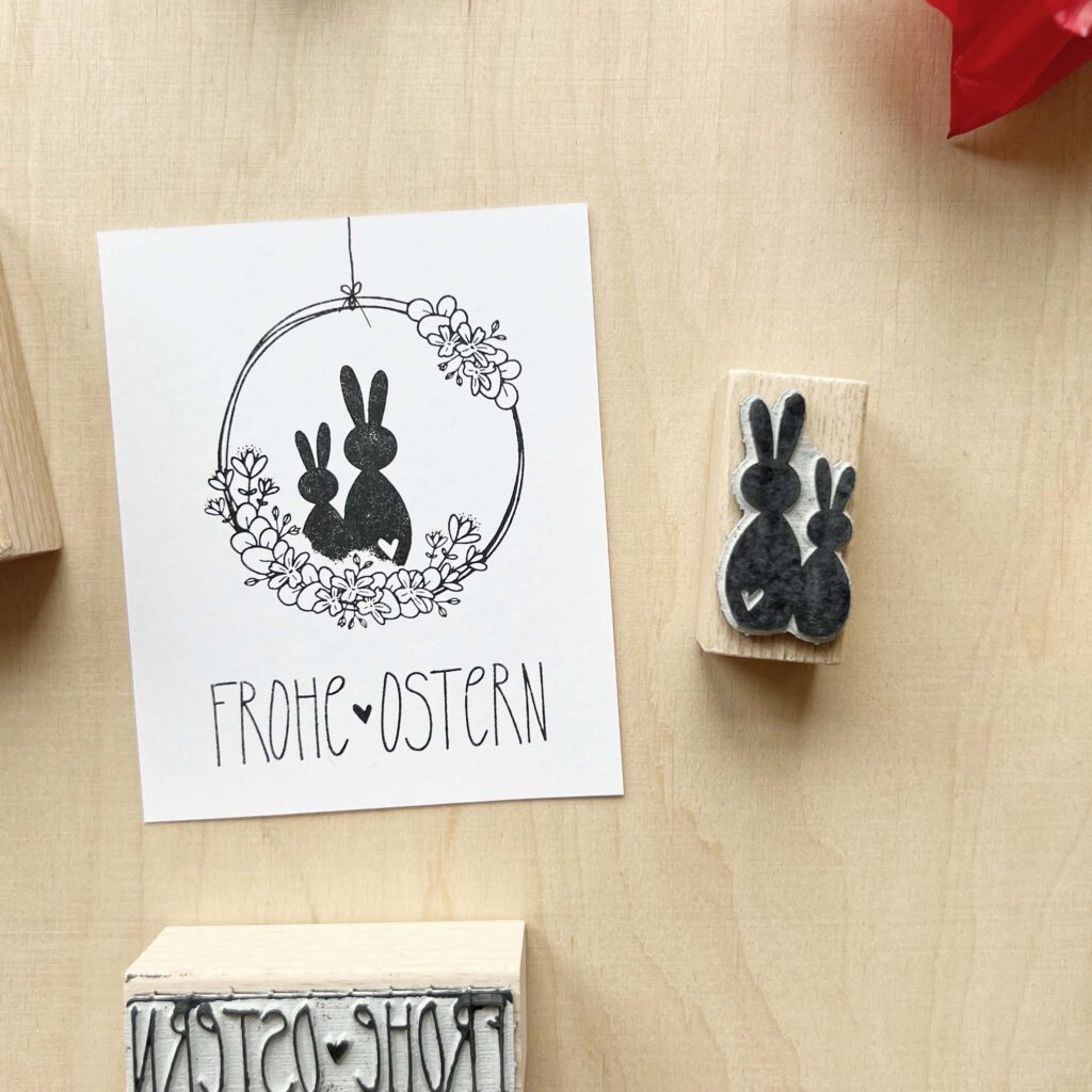 Stempel Hase | Hasenpaar | Hasenohren | Osterstempel | Tierstempel - Hasenpaar M 